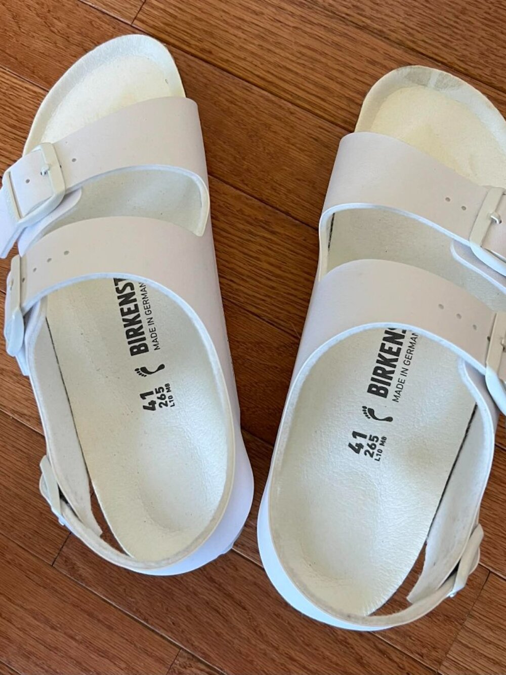 White Birko-flor Milano Sandals